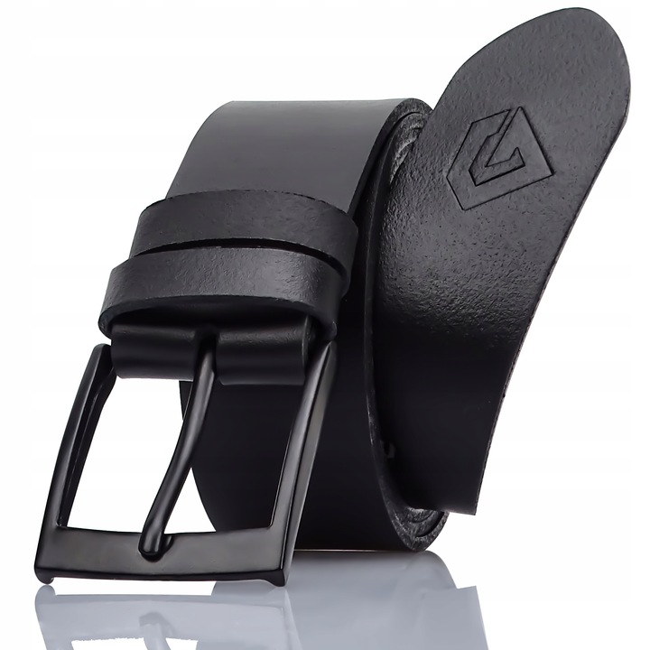 Pasek do Spodni Skórzany Męski Klamra Czarna Metal na Prezent 120cm