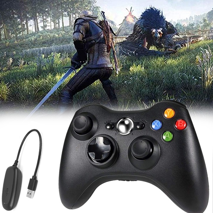 PAD do PC XBOX 360 BEZPRZEWODOWY KONTROLER + ODBIORNIK USB CZARNY