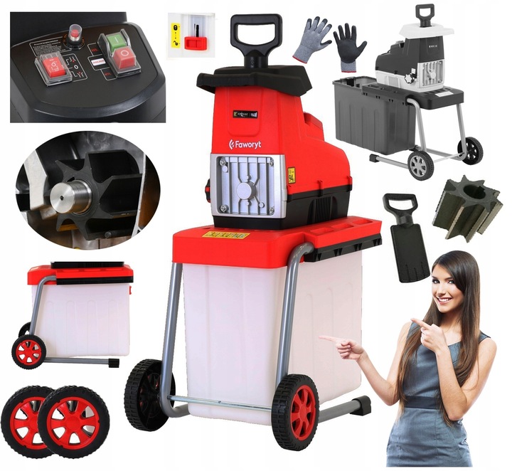 ROZDRABNIACZ ELEKTRYCZNY DO GAŁĘZI FREZOWY RĘBAK 3800W 44mm XXL FULL