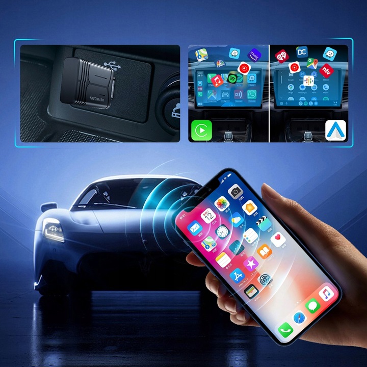 HEYINCAR 2 w 1 Bezprzewodowy Apple Carplay Android Auto Adapter Dla