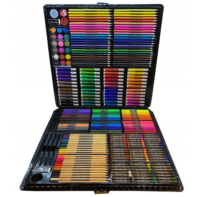 Zestaw Artystyczny 258el. do Malowania XXL Walizka Etui na Kredki Mazaki