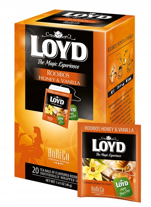Herbata ziołowa w kopertach Loyd Rooibos miód i wanilia 20szt x16