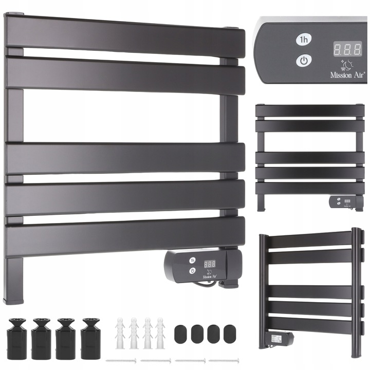 MAŁY GRZEJNIK ŁAZIENKOWY ELEKTRYCZNY drabinka suszarka timer CZARNY 150W