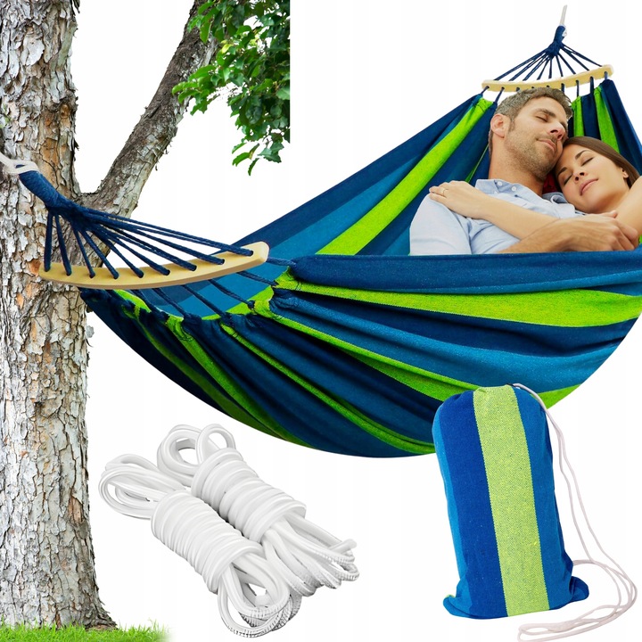 HAMAK OGRODOWY DWUOSOBOWY XXL 2 Osobowy Turystyczny Z DRĄŻKIEM DUŻY