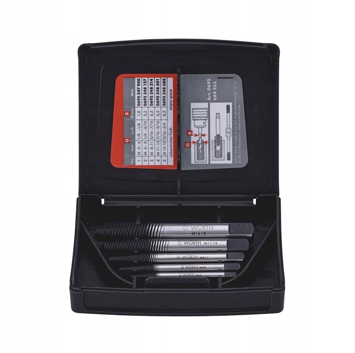 Zestaw Wykrętaków do Urwanych Śrub Wykrętaki M3 - M18 5 szt. Wurth