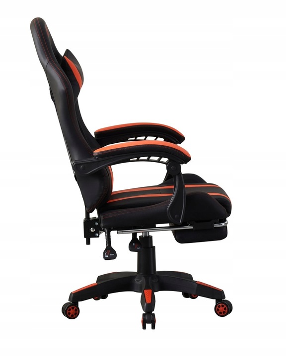 FOTEL GAMINGOWY HORSEKING Z PODNÓŻKIEM OBROTOWY DO GRY KRZESŁO CZERWONY