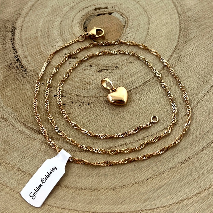 ZŁOTY NASZYJNIK SERCE KLASYCZNE 18K PREZENT DLA KOBIETY, ŻONY, MAMY, CÓRKI