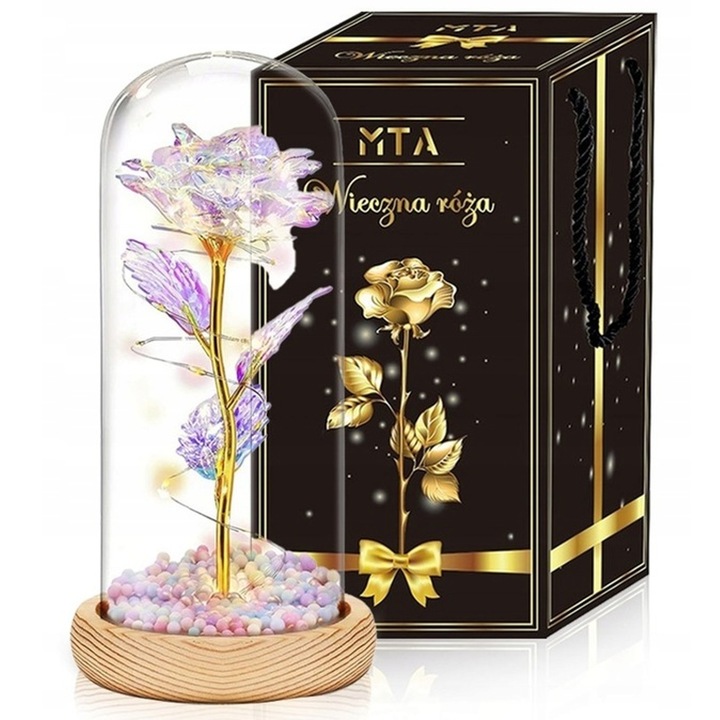 SREBRNY ŁAŃCUSZKEK Z SERDUSZKIEM 925+RÓŻA WIECZNA PREZENT DLA KOBIETY, ŻONY