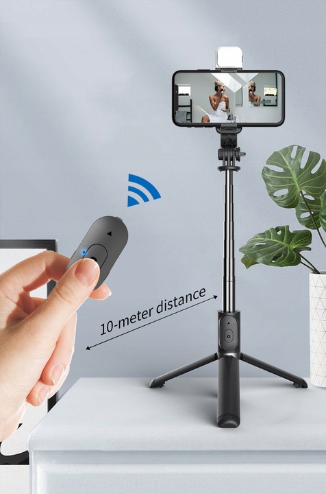STATYW DO TELEFONU SELFIE STICK TRIPOD UCHWYT 3W1 Kijek + PILOT Bluetooth
