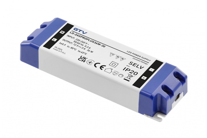 Zasilacz led Pro 36W, 12V, input 220-240VAC, IP20 GTV