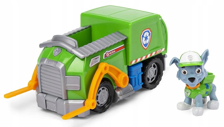 PSI PATROL FIGURKA ROCKY + POJAZD ŚMIECIARKA