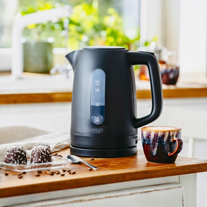 CZAJNIK ELEKTRYCZNY BEZPRZEWODOWY 2200W 1,7l CZARNY CICHY Z