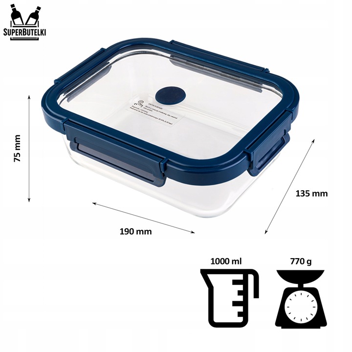 ZESTAW 4 sztuki pojemniki szklane lunchbox próżniowe do żywności +