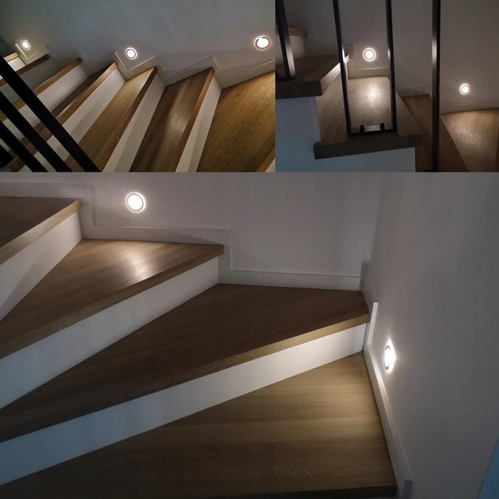 Opawa schodowa Oświetlenie schodowe Lampka LED 230V Okrągła CZARNA