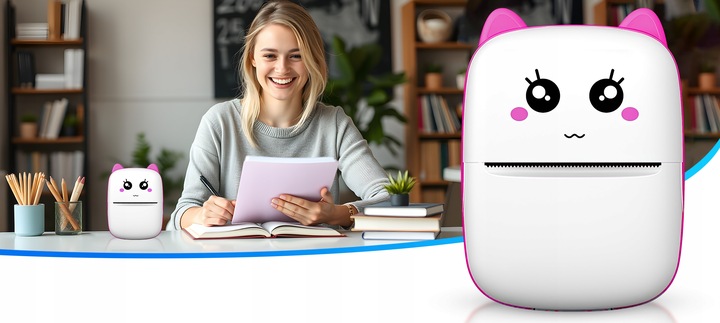 MINI DRUKARKA TERMICZNA DRUKUŚ ORYGINALNY DO ZDJĘĆ NOTATEK + 11SZT ROLEK