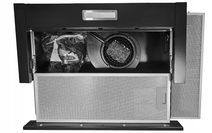 Czarny okap kuchenny teleskopowy podszafkowy Marin 50cm + FILTR