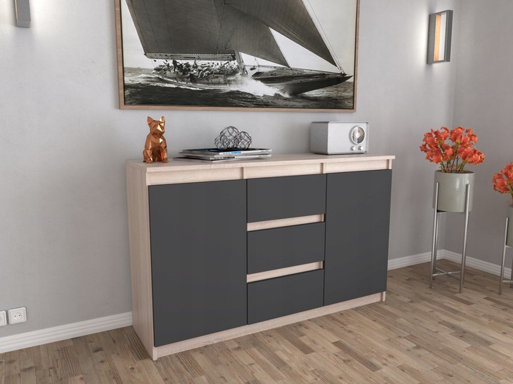Komoda 120cm szafka z szufladami Sonoma Aga do salonu duza