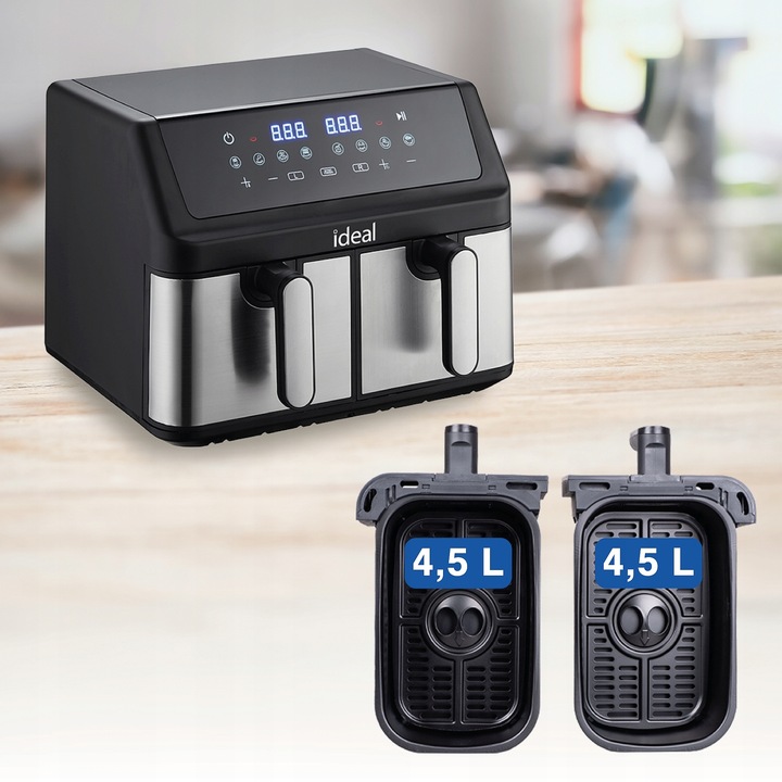 FRYTKOWNICA BEZTŁUSZCZOWA AIR FRYER IDEAL PODWÓJNA 9L