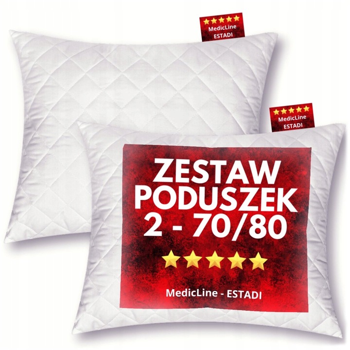 2 szt Poduszka 70x80 - Antyalergiczna Pikowana +Suwak +Regulacja Wysokości