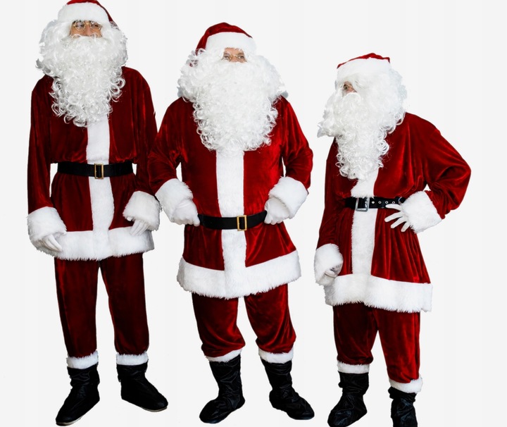 WELUROWY KOSTIUM STRÓJ MIKOŁAJA BURGUND SAKWA NA CUKIERKI +LIST 10el