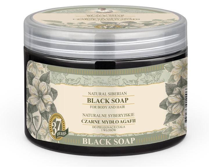 BABUSZKA Mydło do ciała i włosów czarne naturalne 500 ml CZARNE MYDŁO