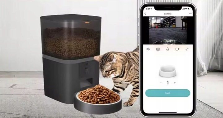 AUTOMATYCZNY PODAJNIK 6L Z KAMERĄ HD1080p Wi-Fi DOZOWNIK KARMY DLA PSA KOTA