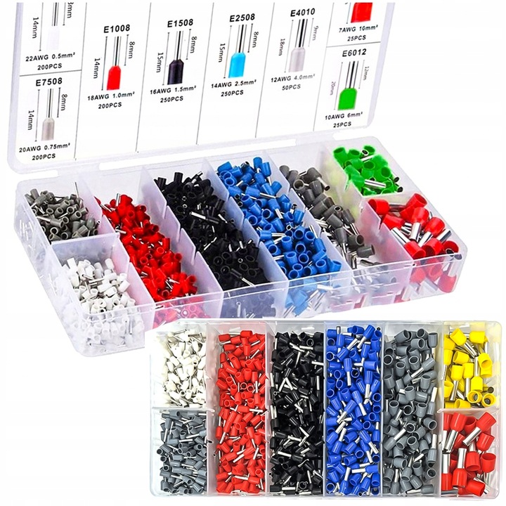 ZESTAW TULEJEK DO ZACISKANIA KONEKTORÓW KOŃCÓWEK KABLI BOX 1200