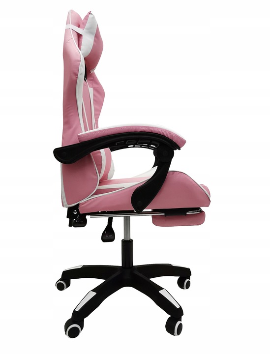 FOTEL GAMINGOWY GRACZA BIUROWY KOMPUTEROWY MASAŻ PODNÓŻEK KG104 RÓŻOWY