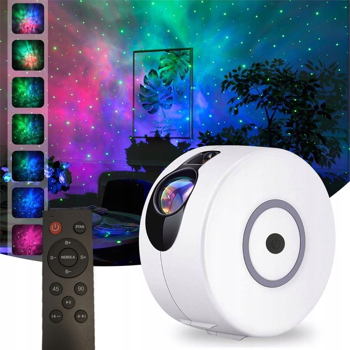 LAMPKA NOCNA LED PROJEKTOR GWIAZD NIEBA STAR LASEROWY Z GŁOŚNIKIEM + PILOT