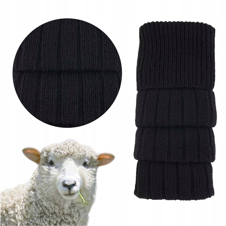 Getry Damskie na Nogi Wełna Ocieplacze na Łydki Ciepłe Cerber CZARNE