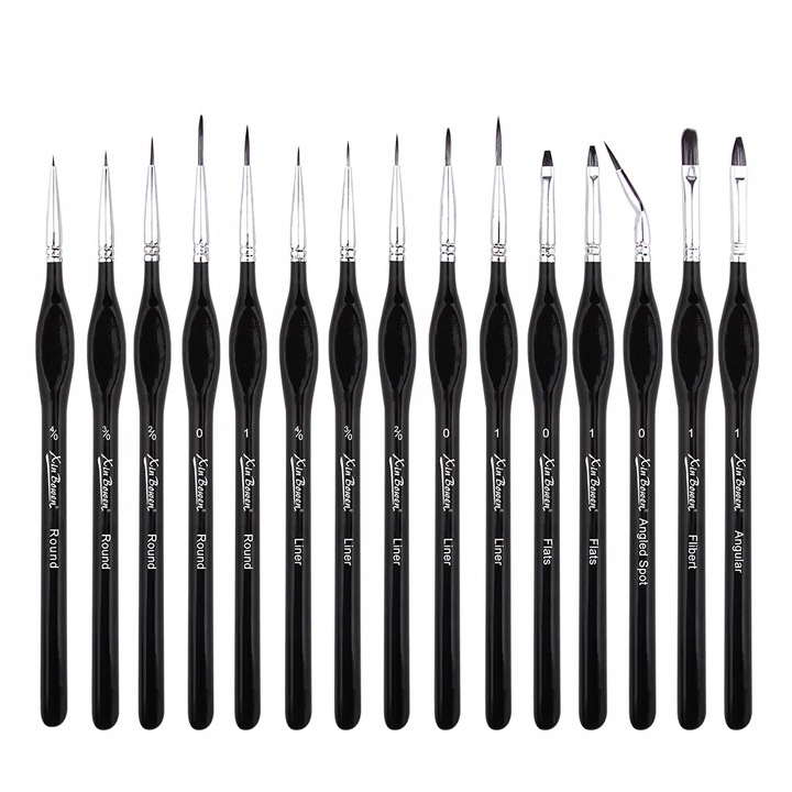 PĘDZLE ARTYSTYCZNE MALARSKIE ZESTAW 15 SZTUK W OZDOBNYM ETUI