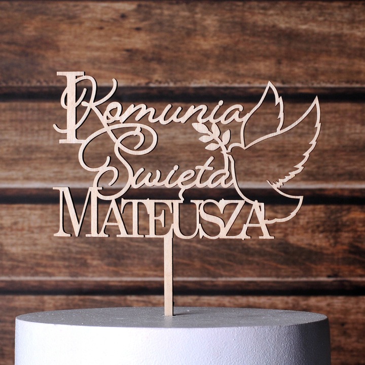 TOPPER dekoracja imię KOMUNIA ŚWIĘTA NAPIS NA TORT