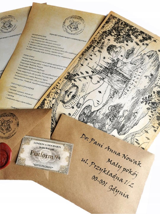 Twój List z Hogwartu Harry Potter - pieczęć, bilet
