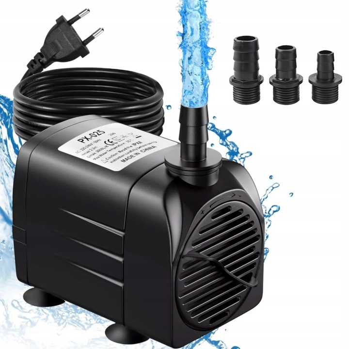 Mocna Pompa 2000L/h DO oczka WODNEGO FONTANNA KASKADA + 3 Końcówki