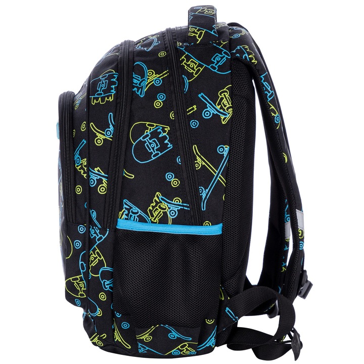 Plecak trzykomorowy Astrabag z motywem deskorolek świecących w ciemności