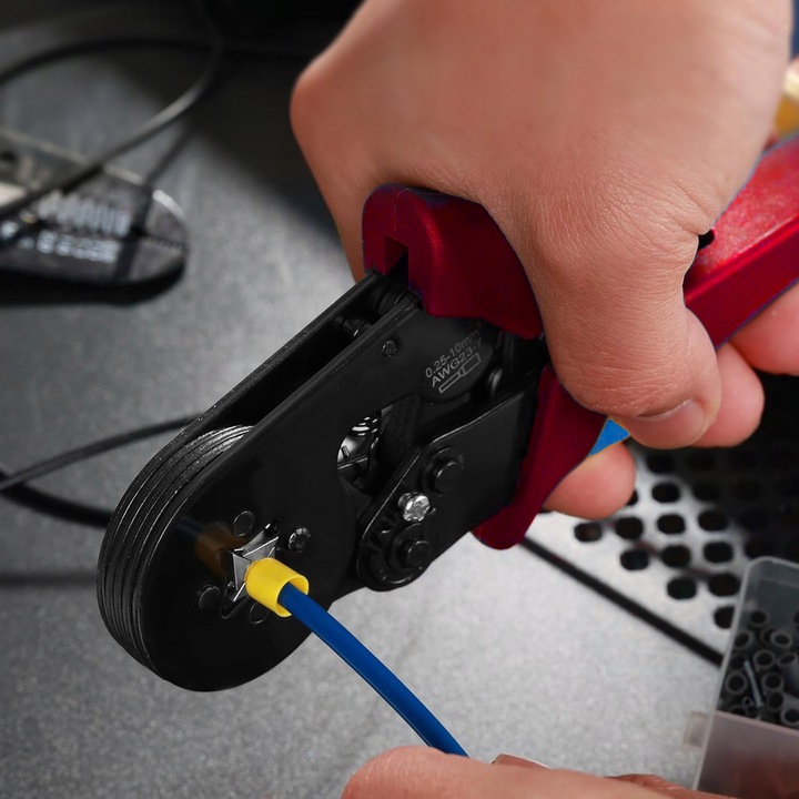 MOCNA Zaciskarka Praska do KONEKTORÓW Końcówek Kabli PRZEWODÓW +500 Tulejek