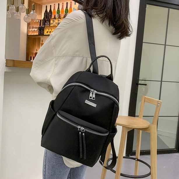 PLECAK DAMSKI CZARNY PLECACZEK POJEMNY Srebrny Zamek A4 dla Kobiety Kobiecy