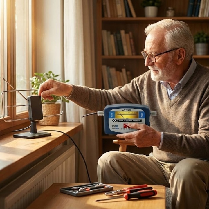 MIERNIK SYGNAŁU DVB T2 RED EAGLE ANT300 Z KOMPASEM PODŚWIETLENIE ETUI