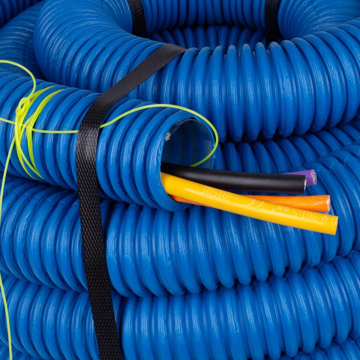 RURA KARBOWANA AROT 50mm 10m PESZEL DO ZIEMI Z PILOTEM NIEBIESKA DVR RDG