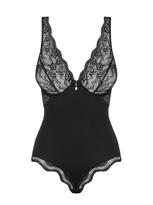 Body Damskie Z Koronką z Koronką Na Fiszbinach Obsessive L/XL Luvae Czarne