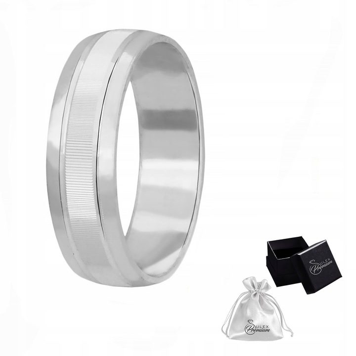 Pierścionek Męski srebrny pr. 925 Obrączka Diamentowana szer. 6 mm | r. 23