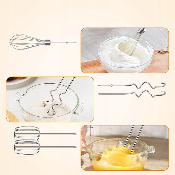 Mikser ręczny elektryczny kuchenny 400W 6 biegów TURBO 5 mieszadła