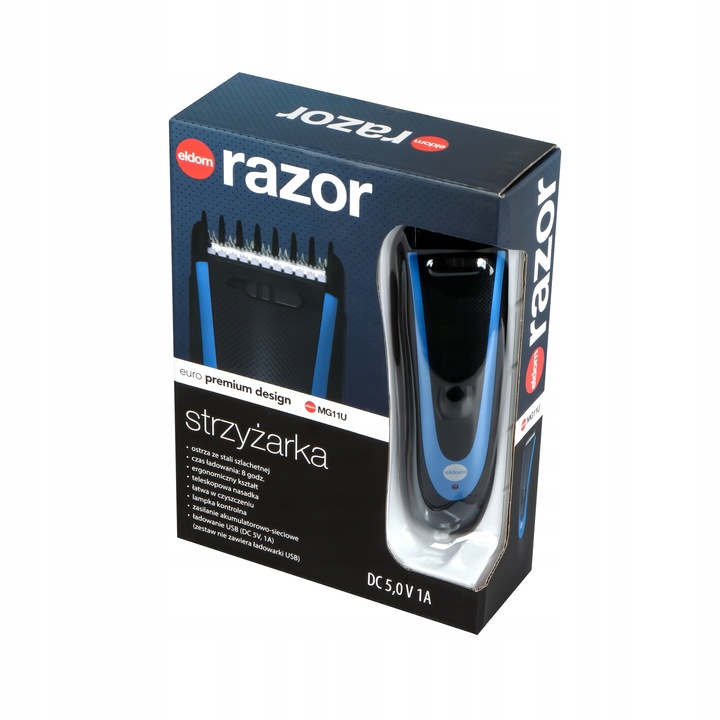 MASZYNKA DO STRZYŻENIA WŁOSÓW I ZAROSTU STRZYŻARKA ELDOM MG11U USB