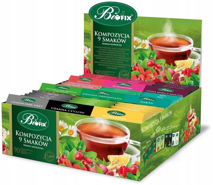 Zestaw herbat w kopertach Bifix 9 smaków 450szt 2g