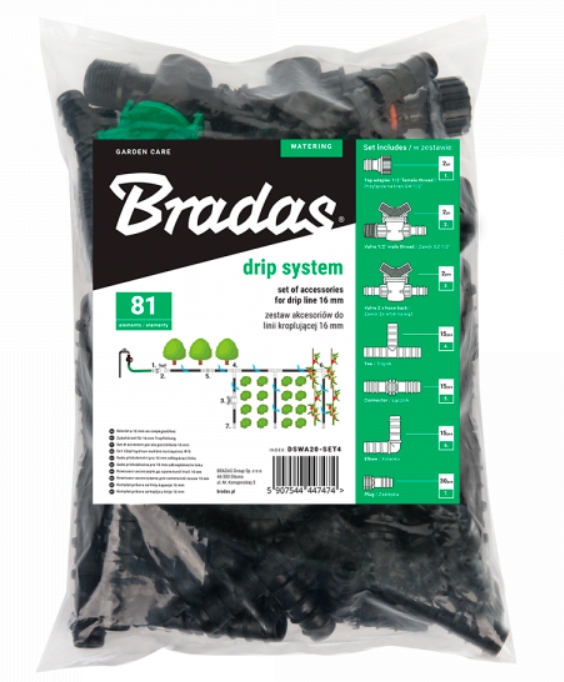 ZESTAW DO NAWADNIANIA KROPELKOWEGO LINII TAŚMY KROPLUJĄCEJ 81 SZT 16MM SET4