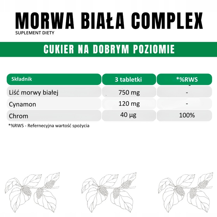 Morwa Biała COMPLEX + Cynamon i Chrom Suplement Diety ZESTAW 400 TABLETEK