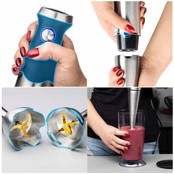 8w1 Blender ręczny Wielofunkcyjny Yoer +Tytanowe ostrza 1500W +14 ELEMENTÓW