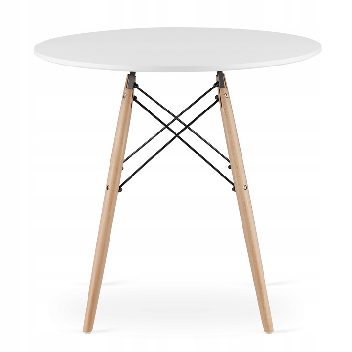 Stół Okrągły Skandynawski Do Salonu Jadalni Biały Nowoczesny 80CM ETT