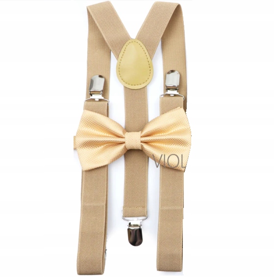 szelki męskie i mucha męska beżowa ecru