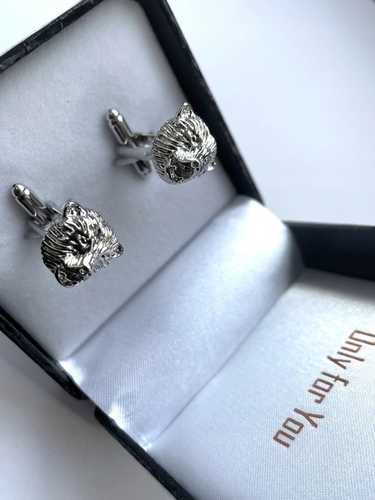 Spinki do mankietów EXC Miś Niedźwiadek Gryzli Głowa Misia w białym Etui